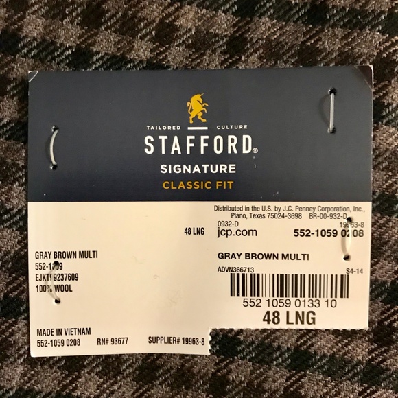 NEW Stafford Mens 2-Button Wool Blazer Mens 48L - Picture 6 of 7